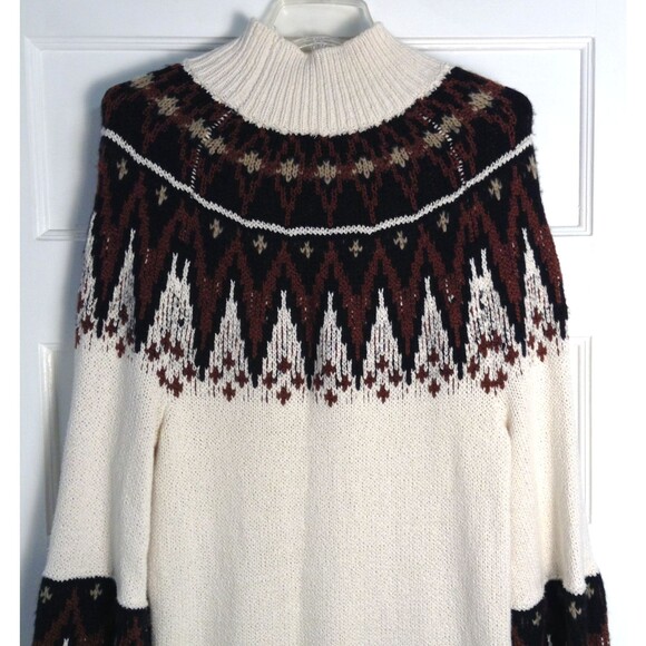 Free People Sweater Dress Wn XS Cream Cotton Wool Mohair Scotland Fair Isle Cozy - Picture 5 of 8